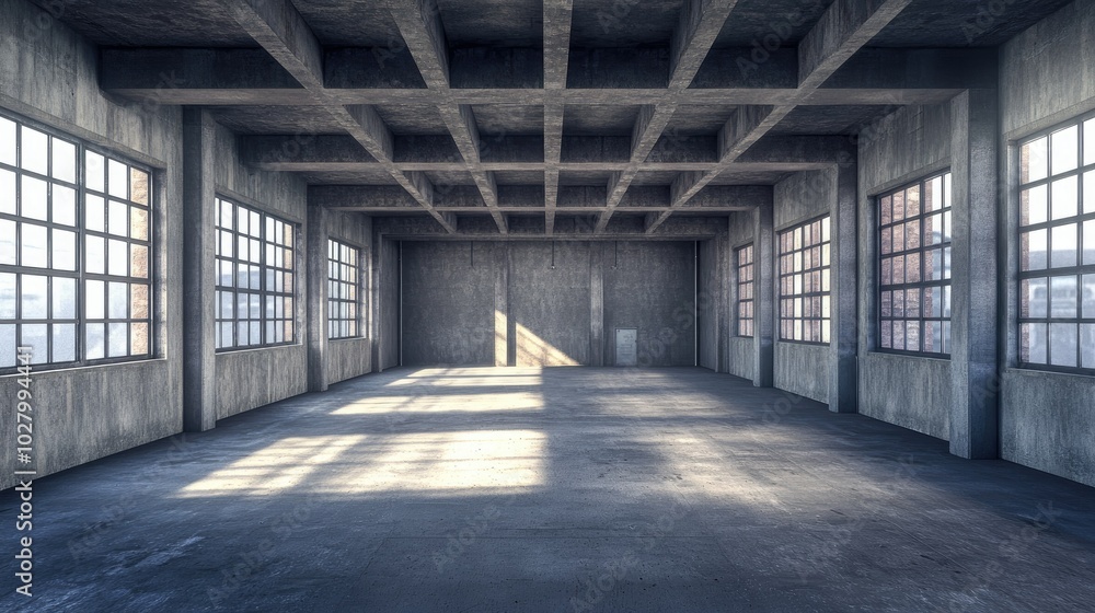 Empty Industrial Room with Natural Light Empty Industrial Room with Natural Light