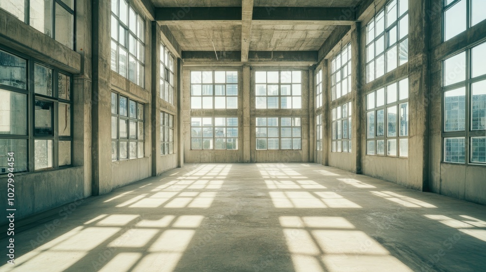 Sunlit Industrial Space with Large Windows Sunlit Industrial Space with Large Windows