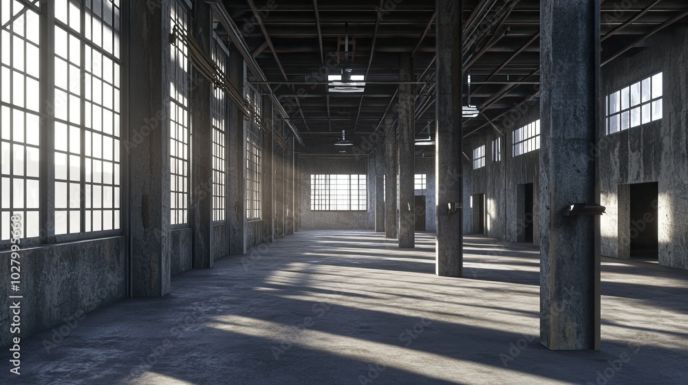 Spacious Industrial Interior with Natural Light Spacious Industrial Interior with Natural Light