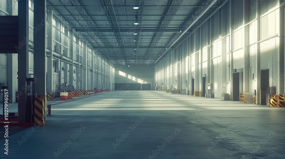 Empty Warehouse Interior with Natural Light Empty Warehouse Interior with Natural Light
