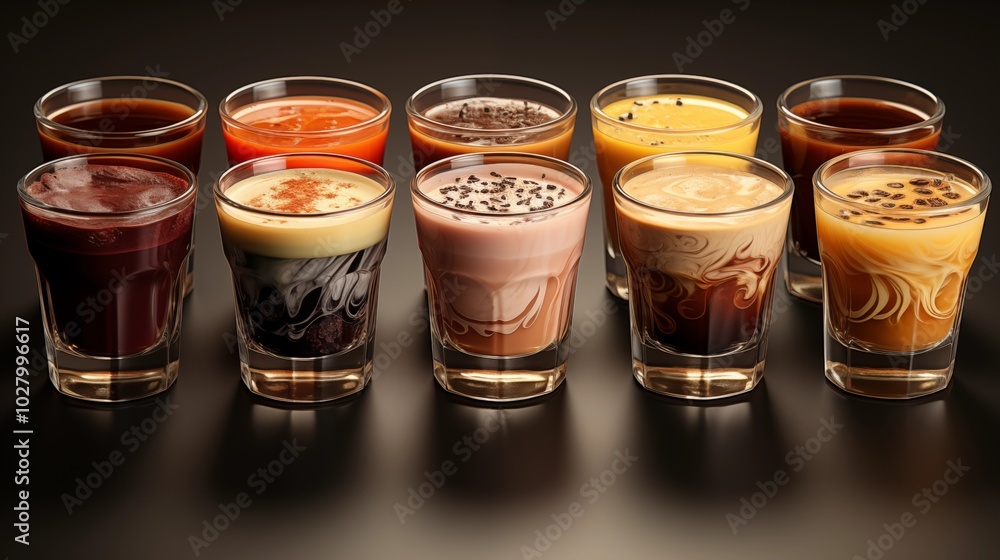 Set with cups of hot aromatic espresso coffee on transparent background. Set with cups of hot aromatic espresso coffee on transparent background.