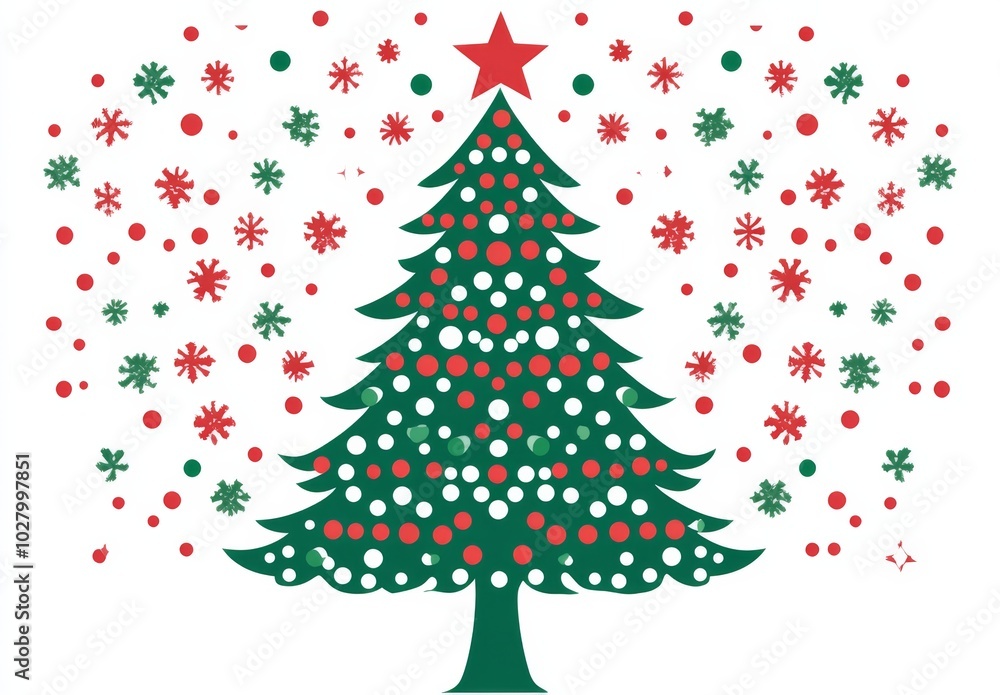 a Christmas Tree Decorated with Green and Red Dots on a Clean White Background.
a Christmas Tree Decorated with Green and Red Dots on a Clean White Background.