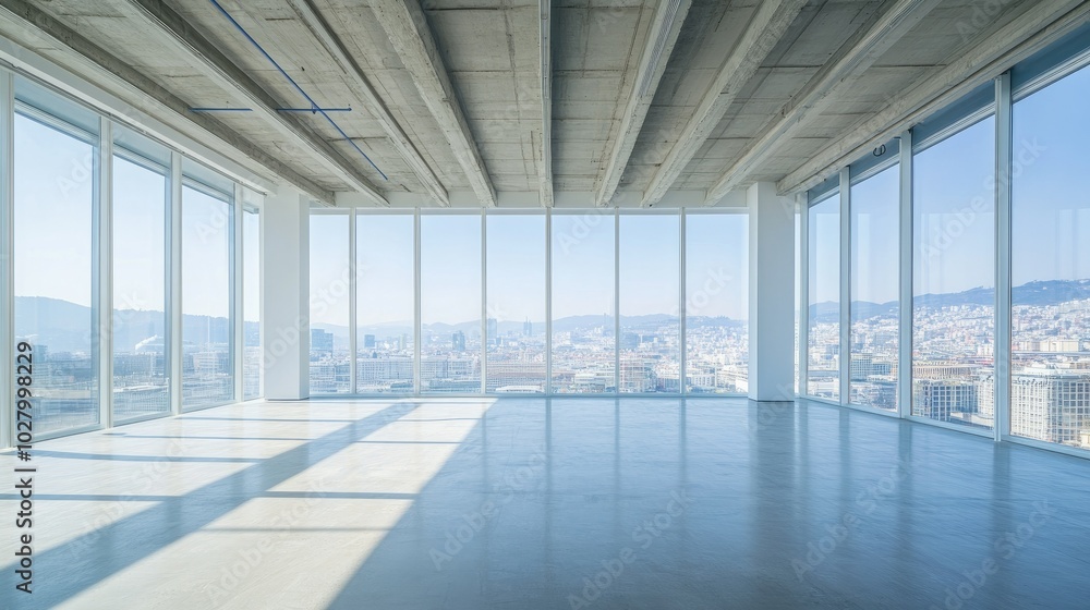 Modern Empty Office Space with City View Modern Empty Office Space with City View