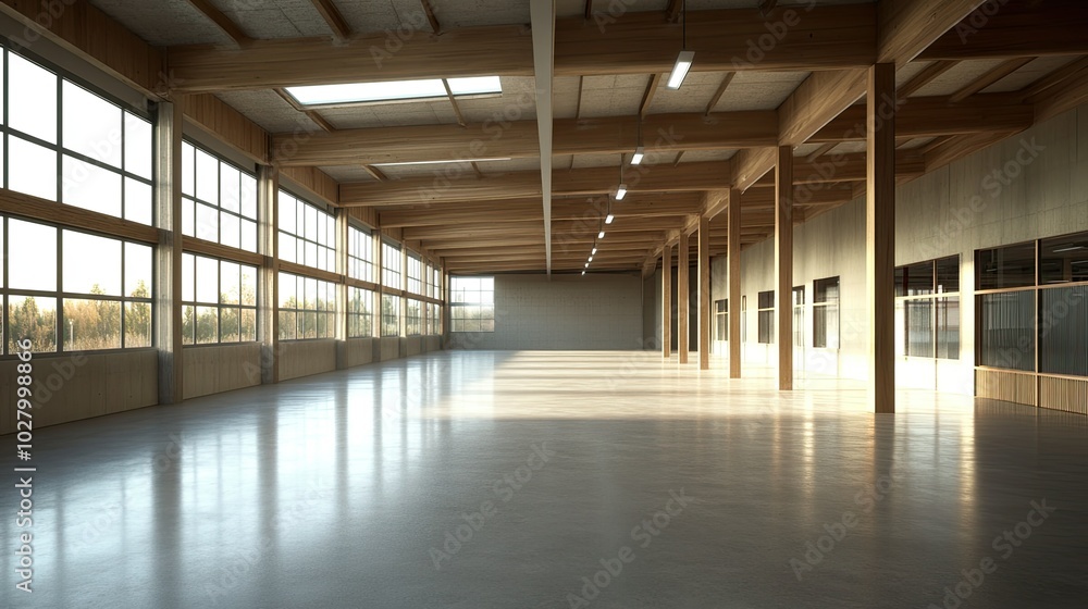 Modern Spacious Industrial Interior with Natural Light Modern Spacious Industrial Interior with Natural Light