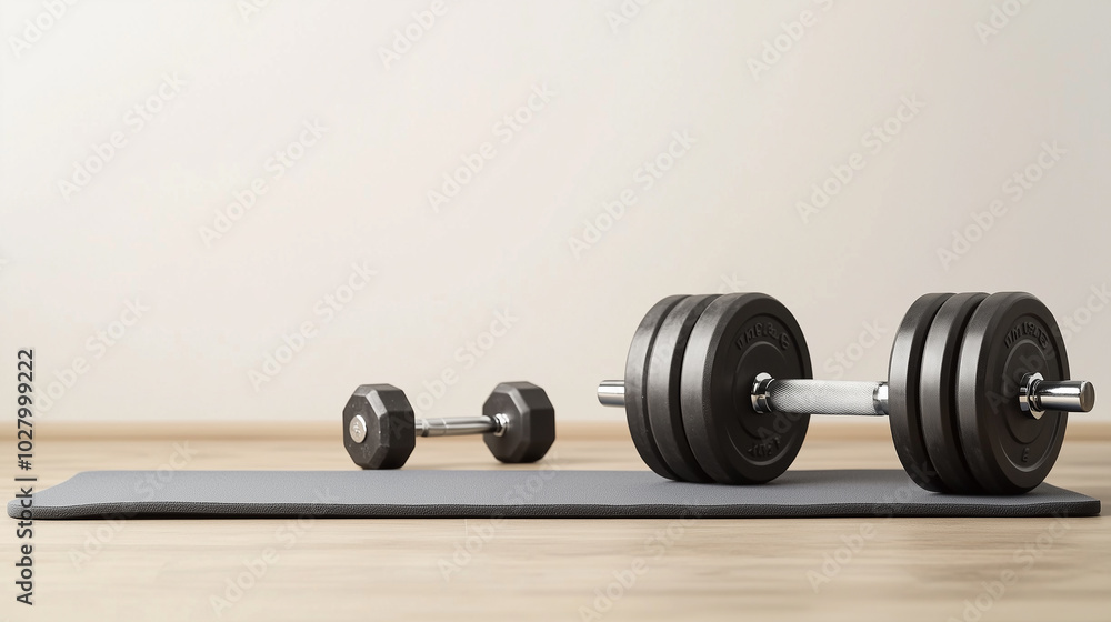 Minimalist Home Gym Setup with Essential Equipment for Health and Fitness, generative ai Minimalist Home Gym Setup with Essential Equipment for Health and Fitness, generative ai