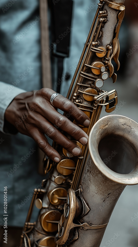 Obraz premium Muzyk jazzowy z saksofonem