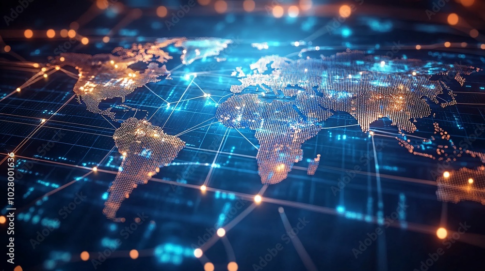 Global Network with Interconnected Data Points Global Network with Interconnected Data Points