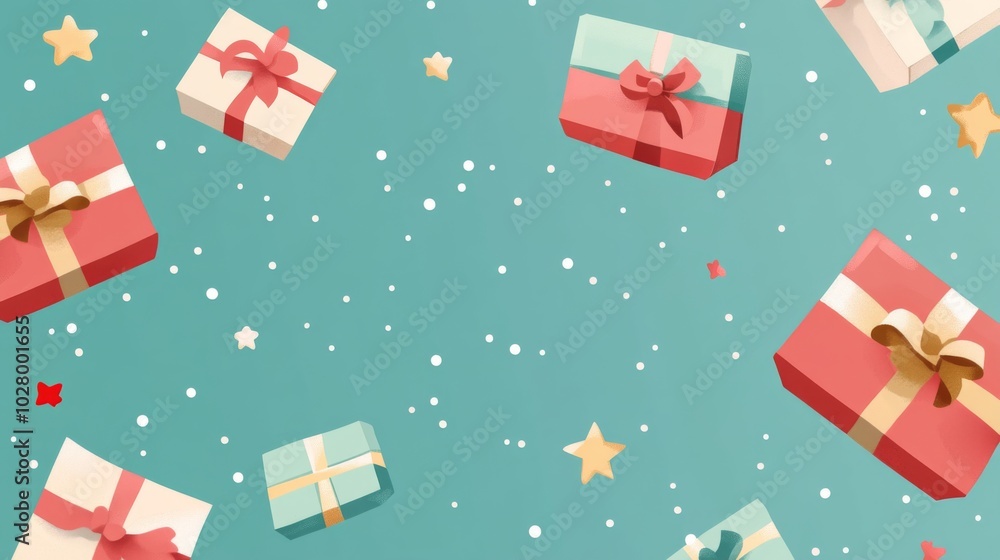 Colorful Wrapped Gifts Floating in the Air Against a Blank Background, Perfect for Holiday or Celebration Themes. Colorful Wrapped Gifts Floating in the Air Against a Blank Background, Perfect for Holiday or Celebration Themes.