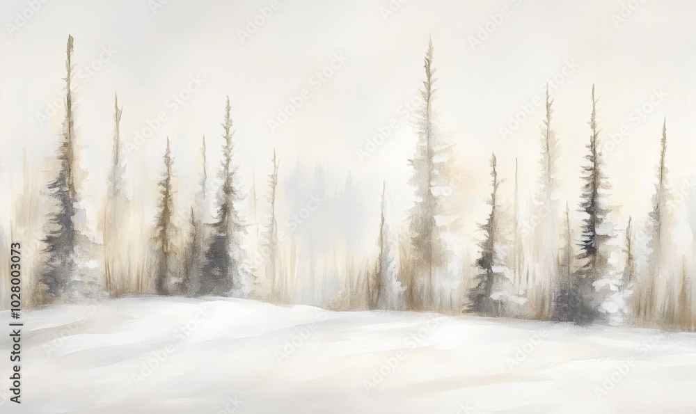 a Snowy Landscape with Pine Trees a Snowy Landscape with Pine Trees