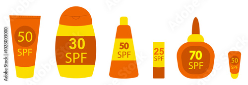 Sunscreen. Spf cream on white background