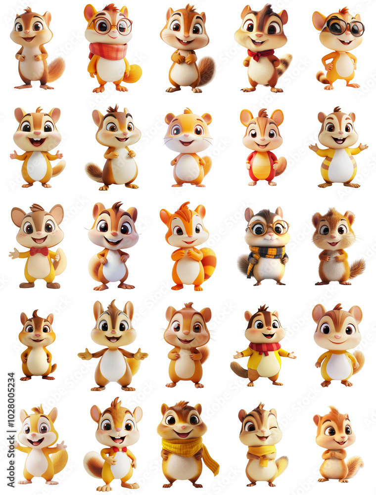 Set of Cute Cartoon Chipmunk Characters with Transparent Background - Perfect for Design Elements and Overlays Set of Cute Cartoon Chipmunk Characters with Transparent Background - Perfect for Design Elements and Overlays