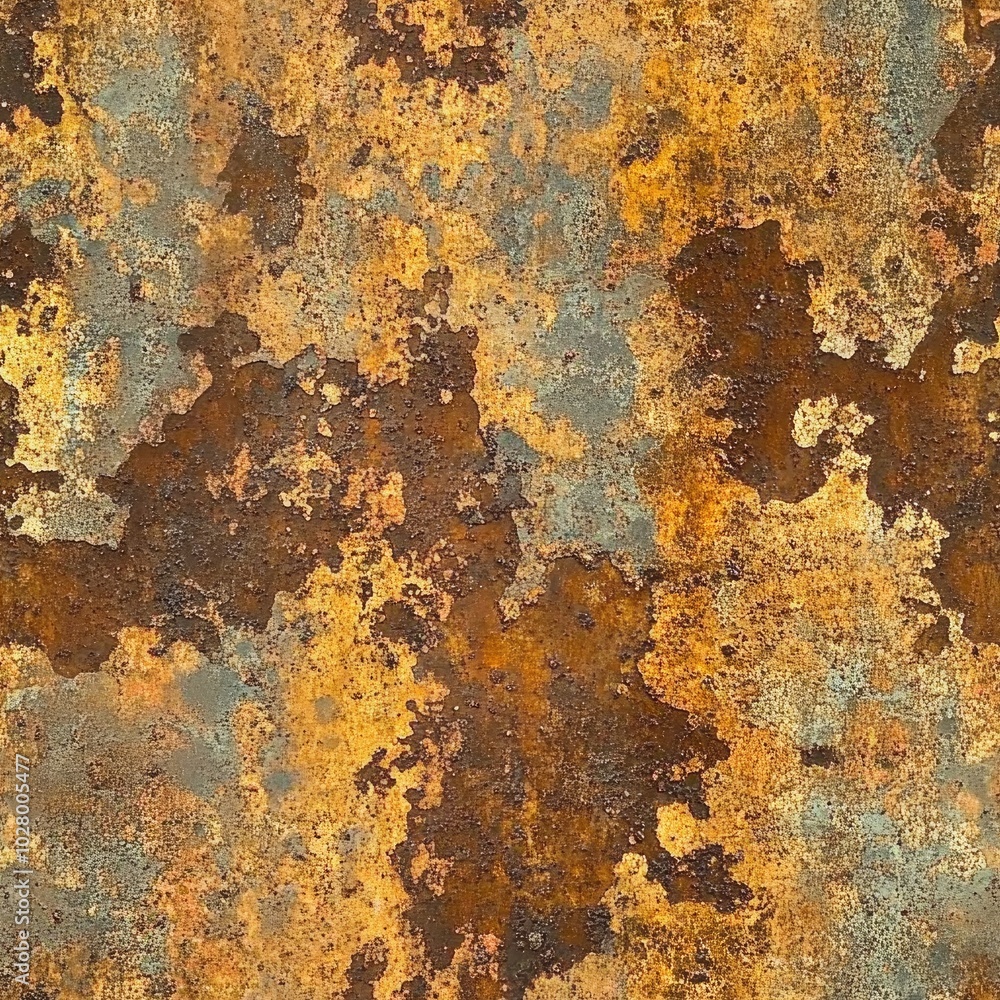 Photo of a seamless rusted brass texture, weathered look, deep rust patches Photo of a seamless rusted brass texture, weathered look, deep rust patches