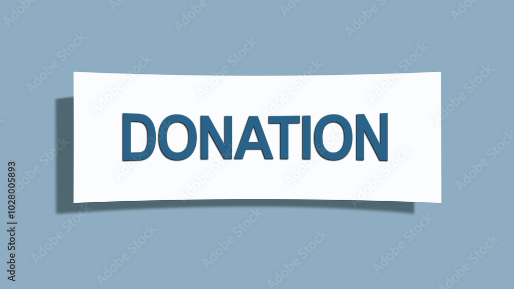 Donation. A card isolated on blue background. Donation. A card isolated on blue background.