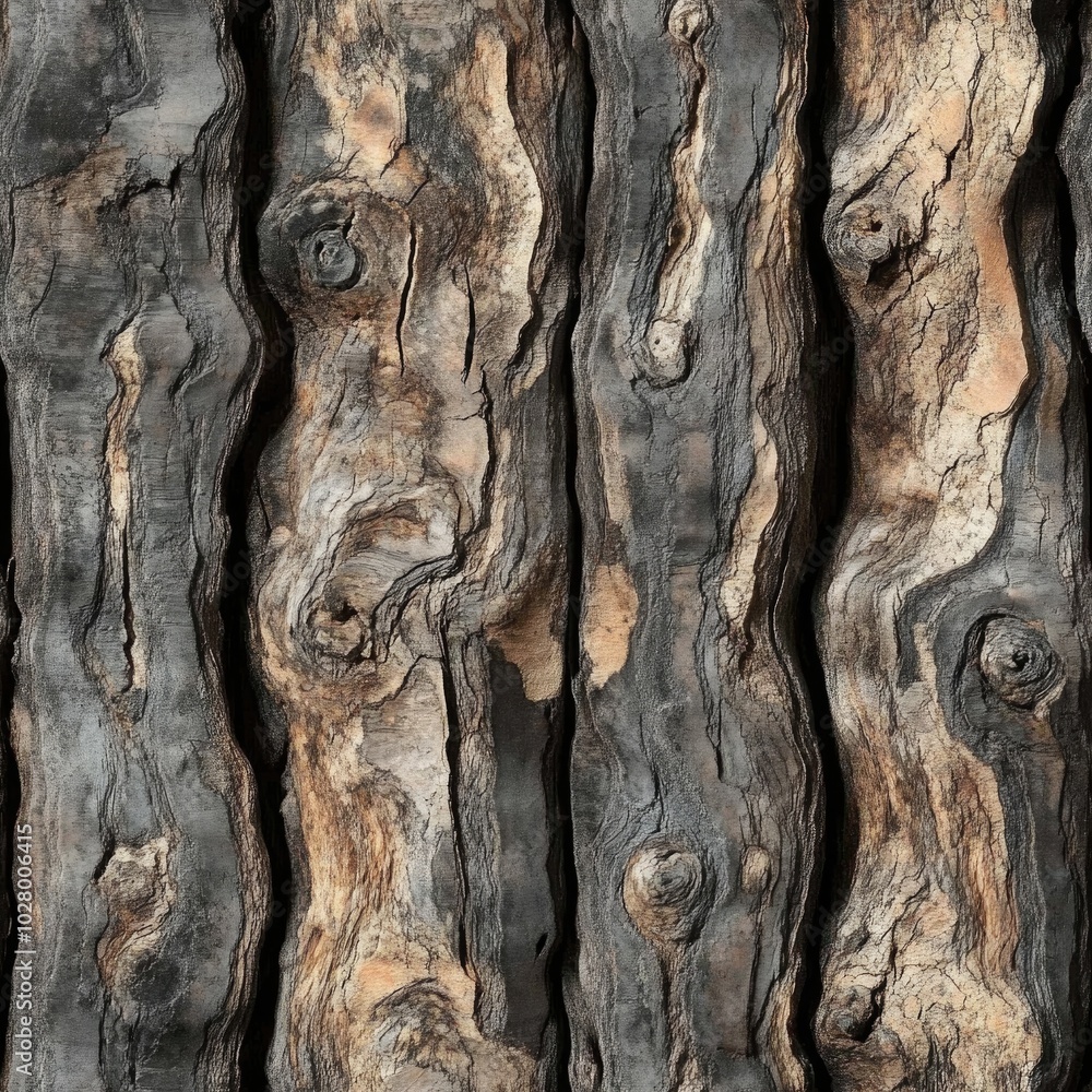 Photo of a seamless texture of cypress bark Photo of a seamless texture of cypress bark