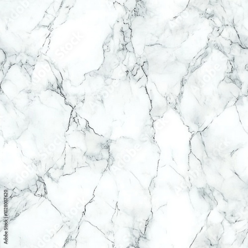 Photo of a seamless texture of white marble, elegant veining