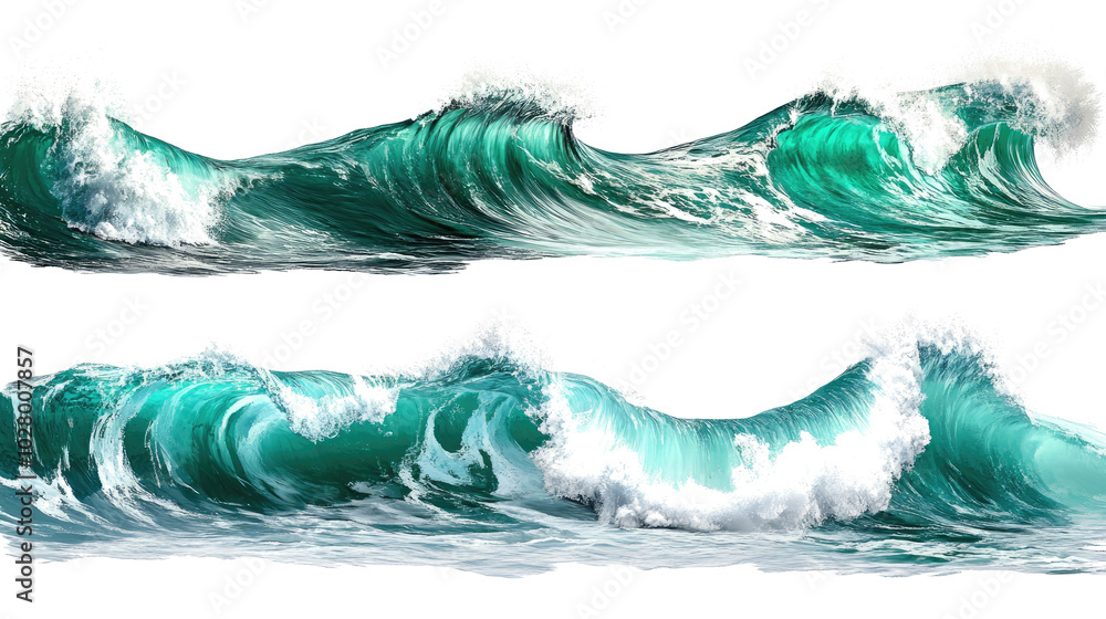 Serene Frozen Ocean Waves on a White Background Generative AI Serene Frozen Ocean Waves on a White Background Generative AI
