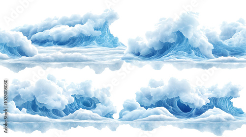 Frozen Oceanic Waves Collection Showcasing Intricate Details in Nature Generative AI