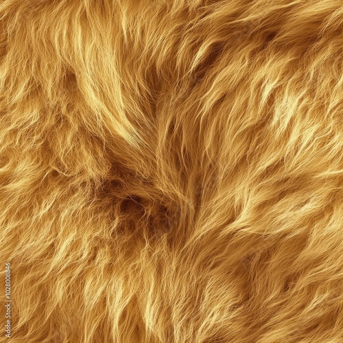 Photorealistic seamless texture of thick golden fur