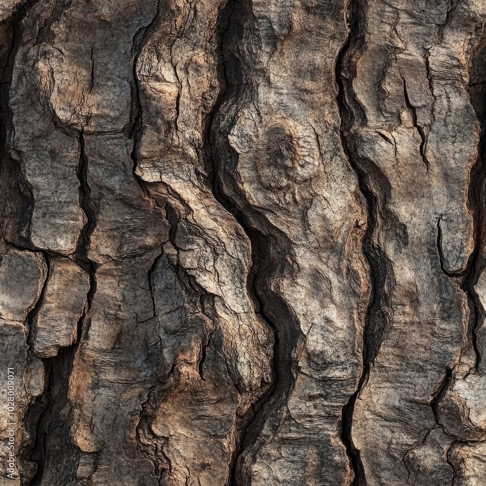 Seamless texture of rough oak bark Seamless texture of rough oak bark