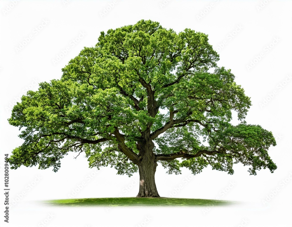 Obraz premium big green oak tree isolated on white background