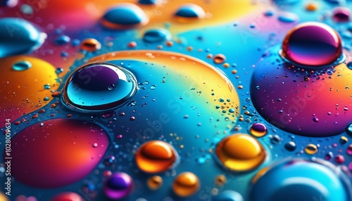 A captivating multicolor abstract wallpaper filled with shimmering water bubbles and droplets, showcasing a fluid and vibrant design that catches the light, Generative AI