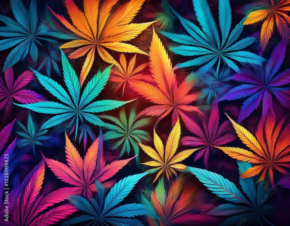 cannabis leaves and flowers colorful background generated ai cannabis leaves and flowers colorful background generated ai