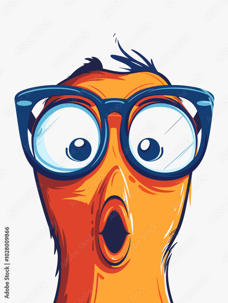 Funny cartoon bird with glasses. Vector illustration on white background. Funny cartoon bird with glasses. Vector illustration on white background.