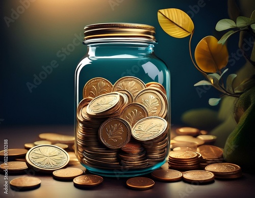 coins in a jar concept save money australian two dollar coins photo