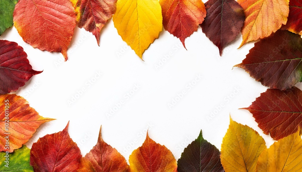 Fototapeta premium frame of colorful autumn leaves isolated on white background