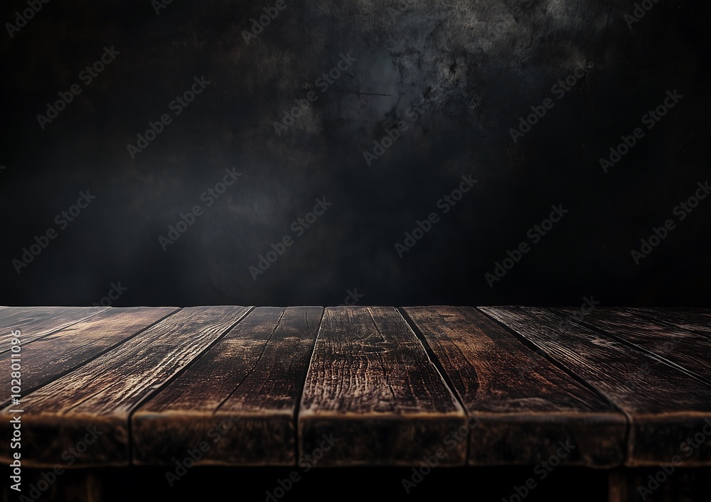 Rustic wooden table against dark mysterious background.Generative AI
Rustic wooden table against dark mysterious background.Generative AI