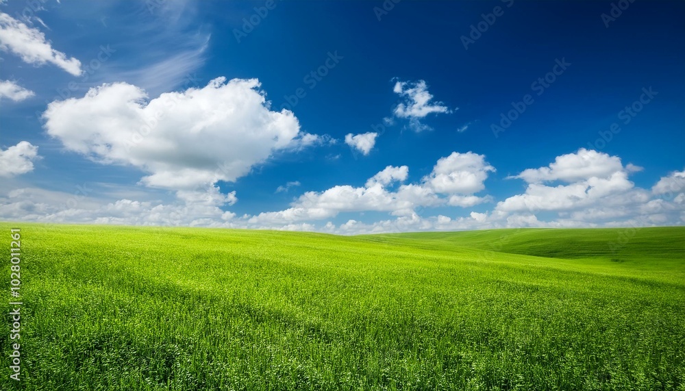 green grass and blue sky with white clouds green grass and blue sky with white clouds