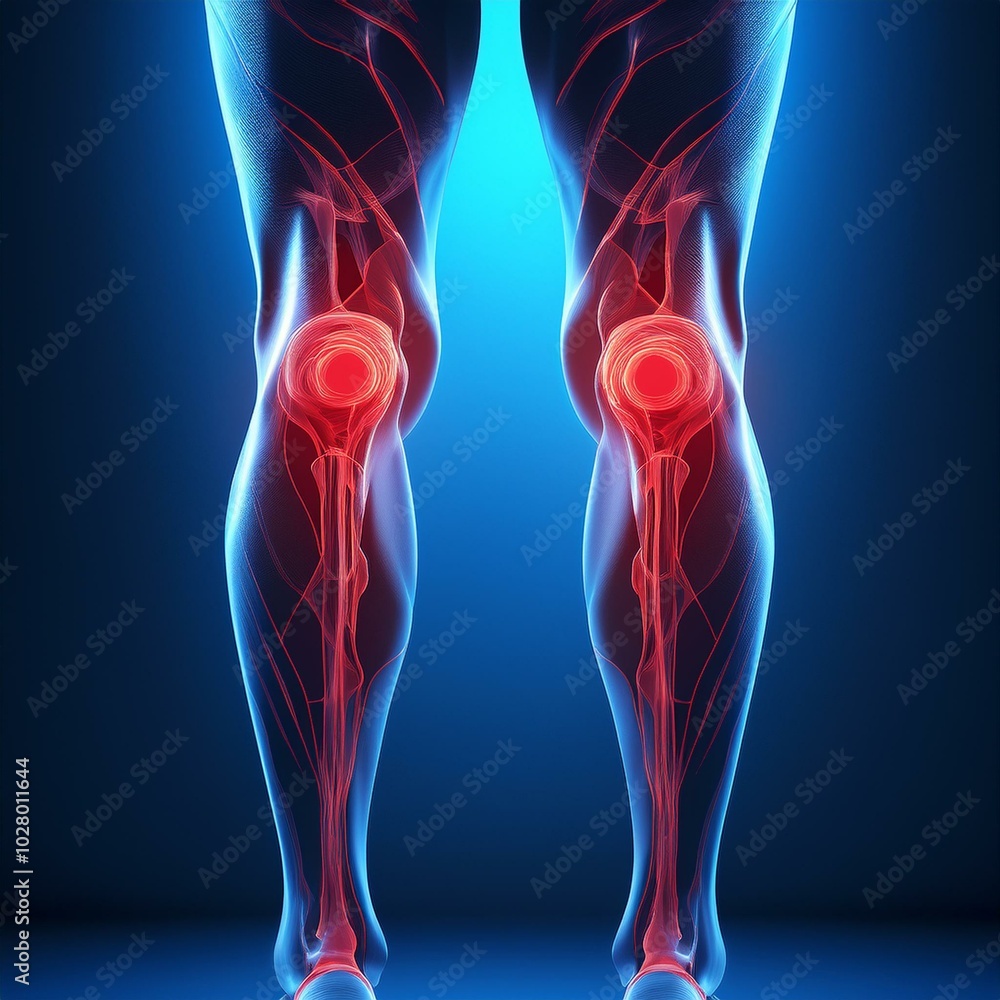 joint pain blue transparent outline of a person s legs red inflamed knee and hip joints human anatomy joint pain blue transparent outline of a person s legs red inflamed knee and hip joints human anatomy