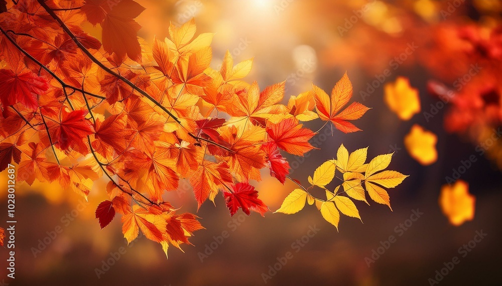 red and yellow fall leaves in sunny park autumn natural background red and yellow fall leaves in sunny park autumn natural background