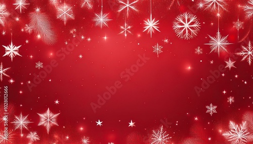 red holiday christmas background with snowflakes and stars