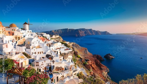 scenic town of oia santorini thira cyclades greek islands greece