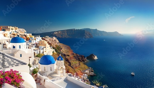 scenic town of oia santorini thira cyclades greek islands greece