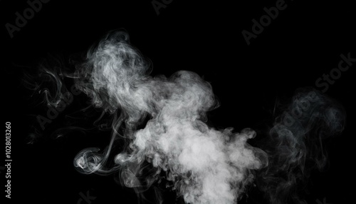 Obraz na płótnie steam smoke vapor isolated on black background smoke steam spray abstract vaporing water texture of cold mist hot vapor fog effect closeup black screen hot food drink overlay using w salonie