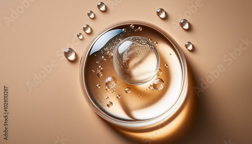 squeezed cosmetic clear cream gel texture close up photo of transparent drop of skin care product high quality transparent gel with bubbles closeup on beige background