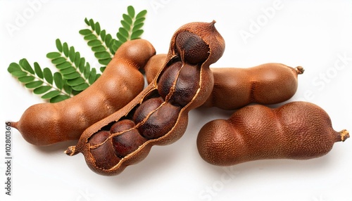 tamarind tropical fruits isolated on white background fresh ripe dryed tamarind fruits tamarindus indica indian date healthy vegan food top view flat lay