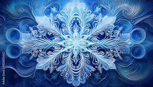 textured winter snowflake backgroud with swirls