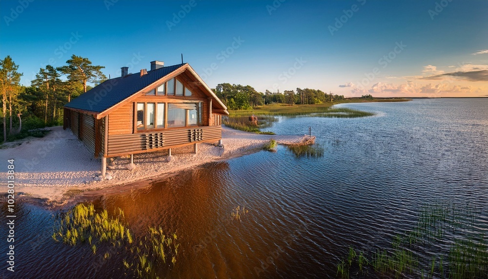 Obraz premium typical wooden house at jurmala gulf of riga latvia baltic region europe