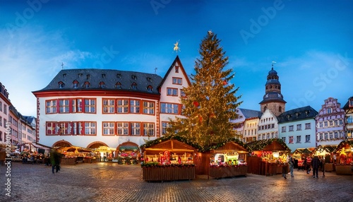 view of christmas market in jesuitenplatz in historic town centre at christmas koblenz rhineland palatinate germany photo