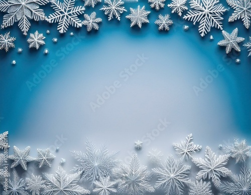 winter snowflake background with room for copy space vignette s to white at the bottom