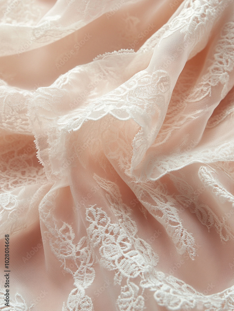 Ruffled blouse with delicate lace overlay on a soft blush pink background for a feminine and elegant style Ruffled blouse with delicate lace overlay on a soft blush pink background for a feminine and elegant style