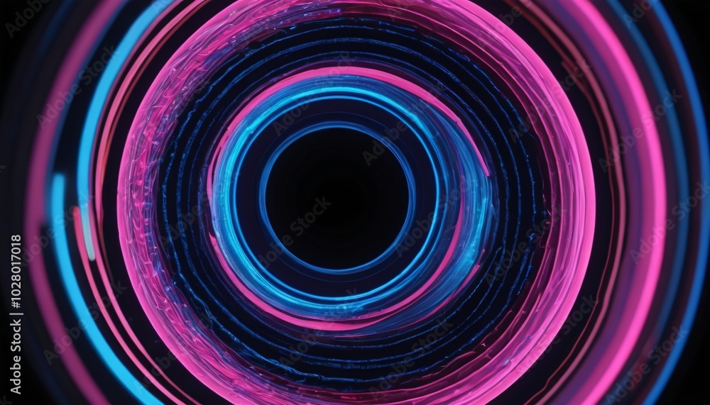 A mesmerizing close-up captures a spiraled object radiating vibrant blue and pink lights from its center, creating an enchanting visual effect that draws the eye, Generative AI A mesmerizing close-up captures a spiraled object radiating vibrant blue and pink lights from its center, creating an enchanting visual effect that draws the eye, Generative AI
