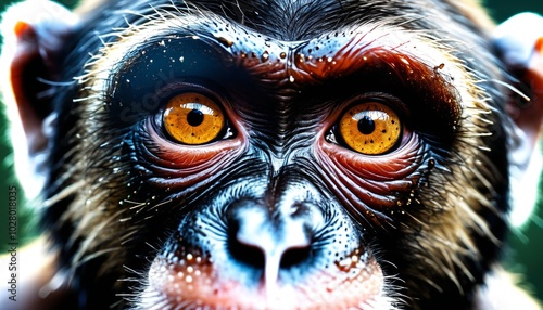 A striking visual portrays a monkey with monkeypox, focusing on the disease's symptoms and the serious nature of the MPXV virus outbreak affecting human populations, Generative AI