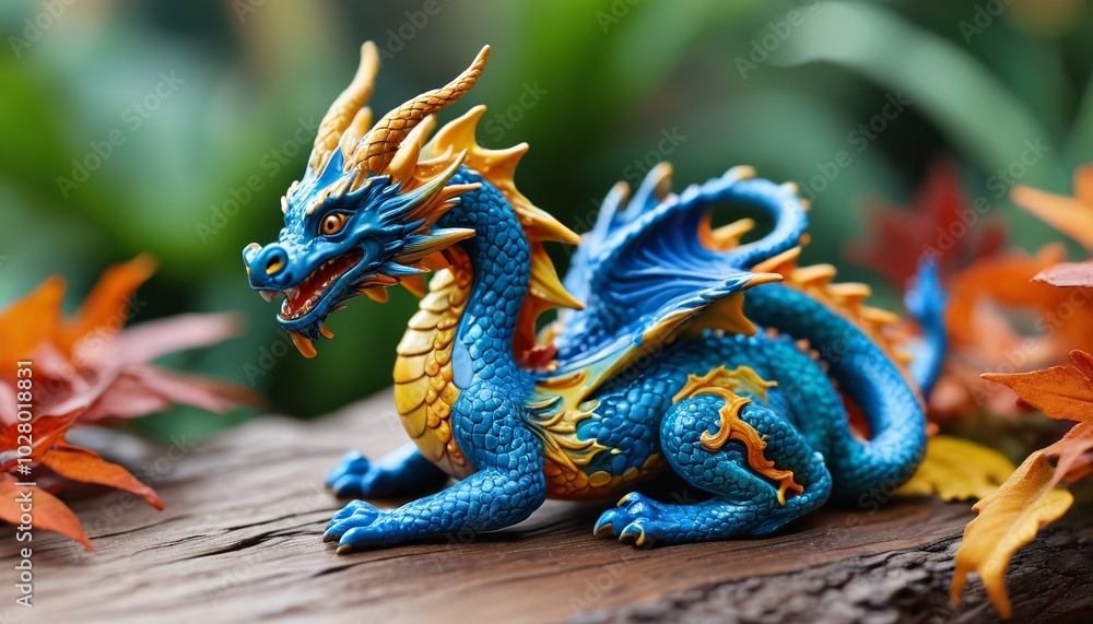 Fototapeta premium A vibrant ceramic figurine crafted in intricate detail, featuring rich, colorful patterns and a glossy finish. Generative AI.