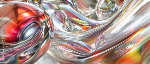 Abstract background with swirling liquid metal shapes reflecting light, perfect for a modern and stylish design