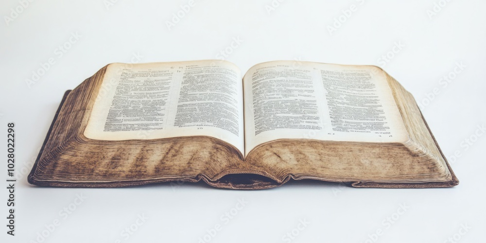 Fototapeta premium Bible, the Word of God. Christian symbols and icons. Open book on white background.