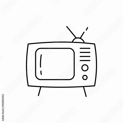 retro vintage old television icon sign vector